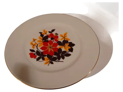 Henneberg Porzellan Wandteller Retro Blumenmuster Weiß 20cm Vintage