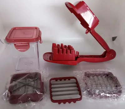 Genius Nicer Dicer Quick XXL Eierteiler Gemüseschneider Set Rot