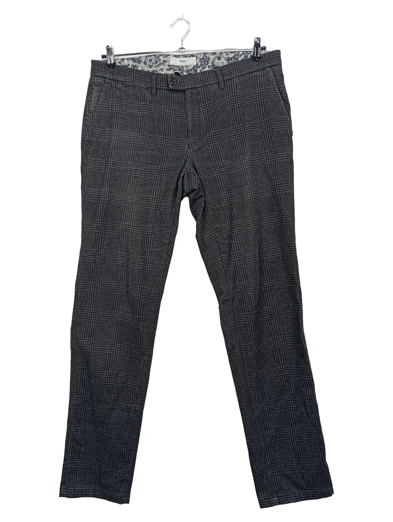 BRAX Anzughose Herren Kariert Grau Business Casual Polyester Gr. 52 W32 L33 1