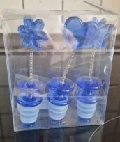 IKEA Flaschenverschluss Set Blau Blume Herz Wein Sekt Stopper 3er Pack