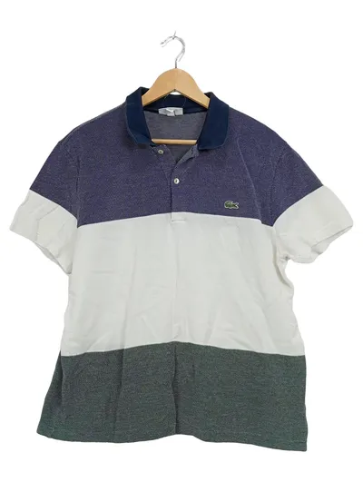 Lacoste Poloshirt Herren Gr. L Regular Fit Colorblock Blau Weiß Grün