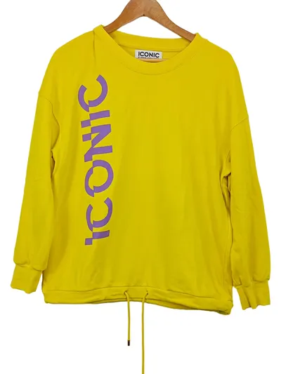 ICONIC Marina Hoermanseder Damen Sweatshirt Gr. 40/L Gelb Logo Print
