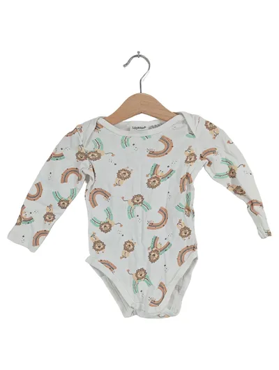 Lily & Dan Baby Body Langarm Löwen Regenbogen Gr. 74/80 Weiß