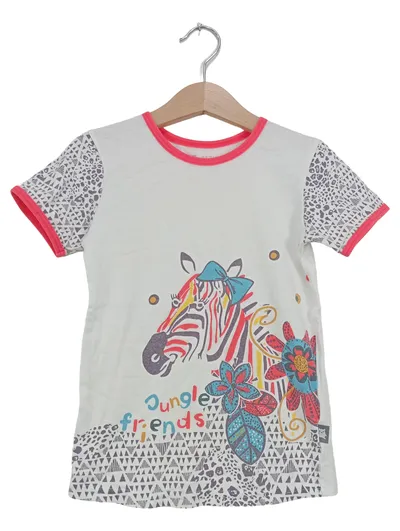 PETIT BEGUIN T-Shirt Mädchen Gr. 126/128 Weiß Zebra Dschungel
