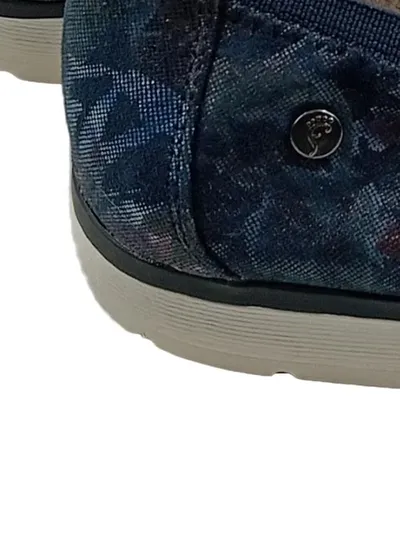 Footflexx Damen Ballerinas Gr. 37 Blau Florales Muster Textil Slip-On Alltag