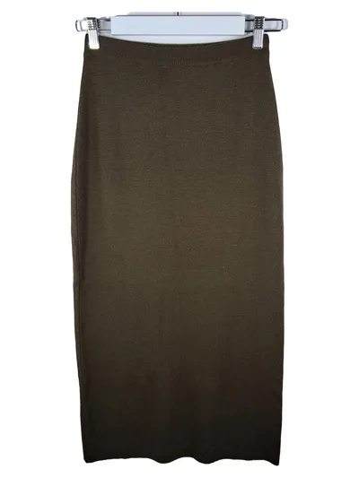 Passport Damen Strickrock Merinowolle Oliv Gr. S Maxirock 96cm