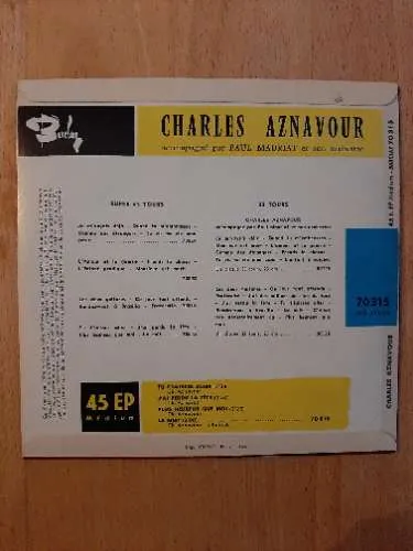 Charles Aznavour Tu T'laisses Aller 7" EP Vinyl Barclay Chanson Schlager