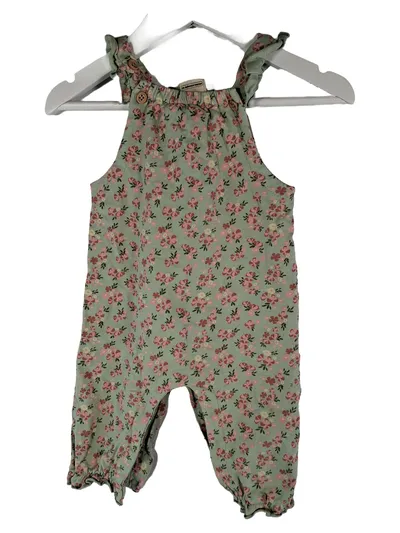 ALANA Baby Strampler Mädchen Gr. 68 Blumenmuster Grün Rosa Rüschen