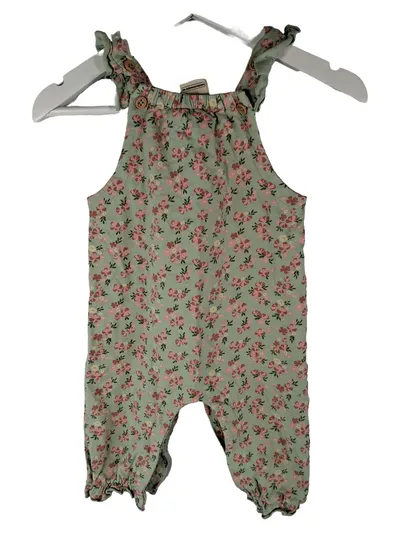 ALANA Baby Strampler Mädchen Gr. 68 Blumenmuster Grün Rosa Rüschen