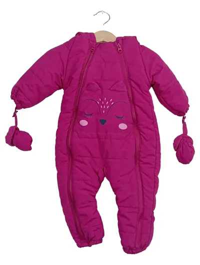 Orsolino Baby Mädchen Schneeanzug Overall Gr. 68 Pink Katze mit Handschuhen