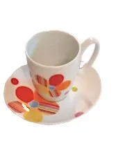 MY HOME Porzellan Tasse mit Untertasse Mehrfarbig Blumenmuster Farbenfroh