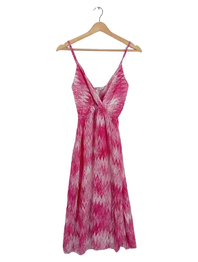 Hailys Damen Maxikleid Sommerkleid Gr. M Pink Zickzack Trägerkleid