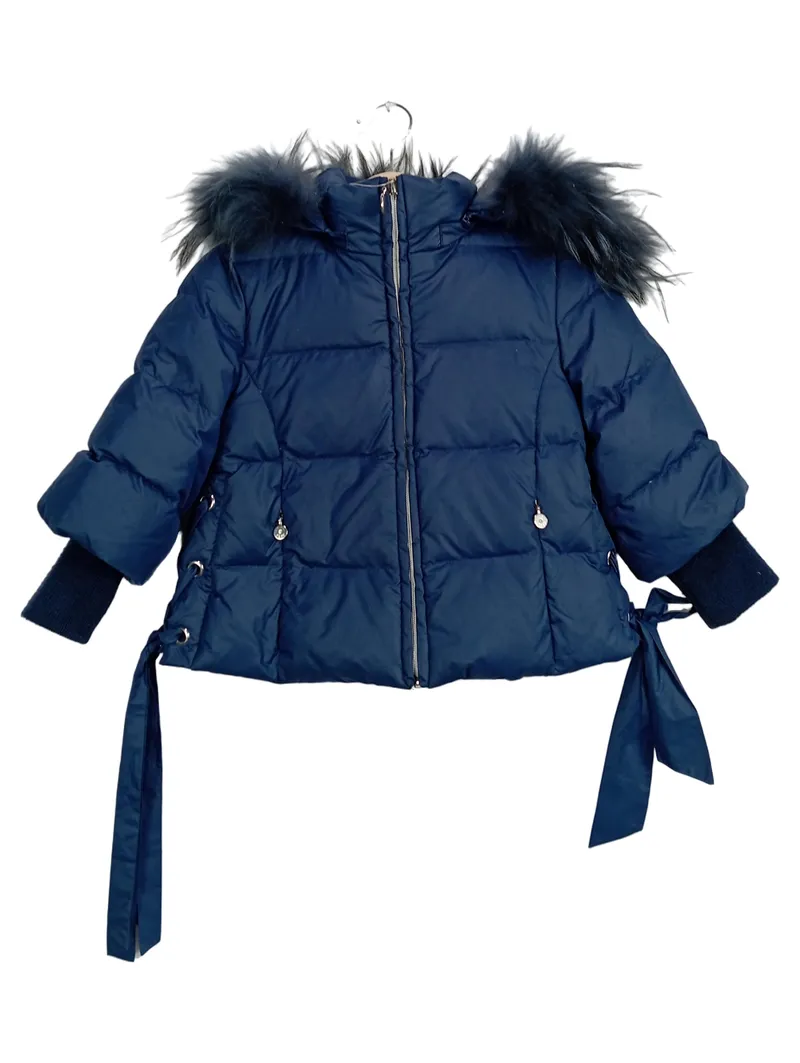 Elsy Mädchen Steppjacke Winterjacke Gr. 92 Blau Kapuze Fellbesatz modisch 1