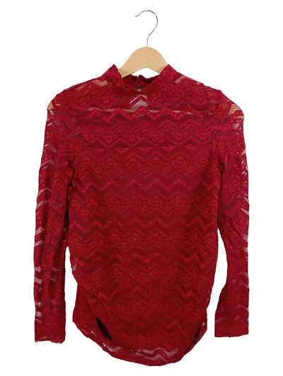 Dorothy Perkins Damen Spitzenpullover Rot Gr. 38 M Rollkragen Langarm Elegant