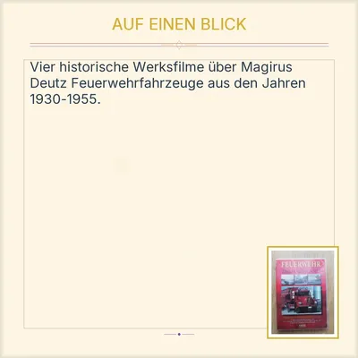 Feuerwehr in Deutschland Magirus Deutz DVD Dokumentation Historisch