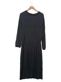 Arket Damen Freizeitkleid Gr. 40/L Schwarz Casual Viskose Midi 1