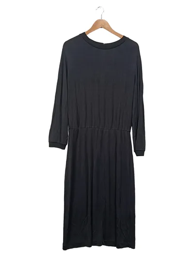 Arket Damen Freizeitkleid Gr. 40/L Schwarz Casual Viskose Midi
