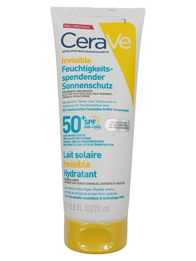 CeraVe Invisible Feuchtigkeitsspendender Sonnenschutz SPF 50+ 75ml Sonnencreme