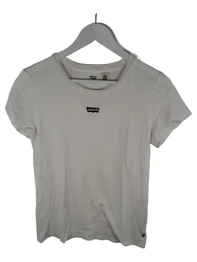 Levi's Damen T-Shirt Weiß Logo Print Gr. S 36 Basic Baumwolle