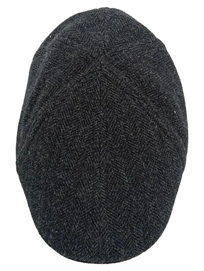 Stetson Schiebermütze Herren Flat Cap Grau Fischgrät Wolle Größe M