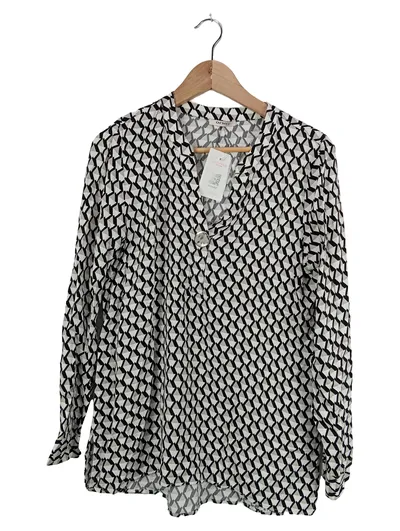 ORSAY Damen Bluse Gr. 36 Weiß Schwarz Geometrisch Viskose Elegant