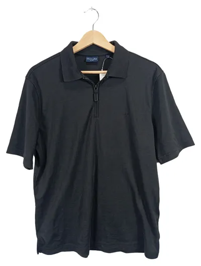 Christian Berg Herren Poloshirt Schwarz Gr. S Reißverschluss Baumwolle