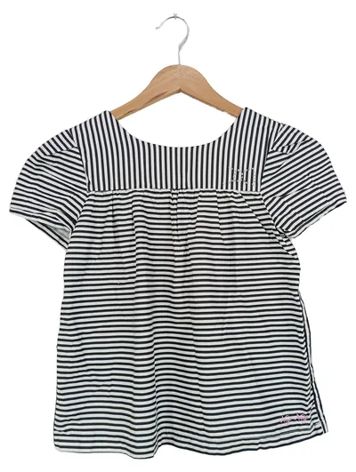 NAF NAF Kinder Bluse 134 gestreift Baumwolle schwarz weiß Charmant
