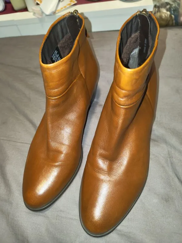 5th Avenue Damen Leder Stiefeletten Braun Gr. 37 Reißverschluss Blockabsatz 2
