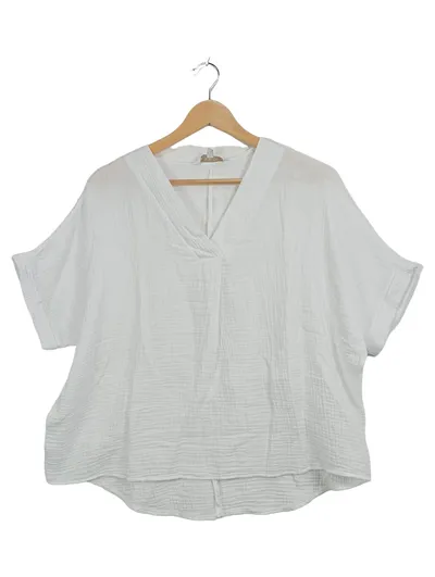Apricot Damen Bluse Shirt Gr. S/38 Weiß Baumwolle V-Ausschnitt