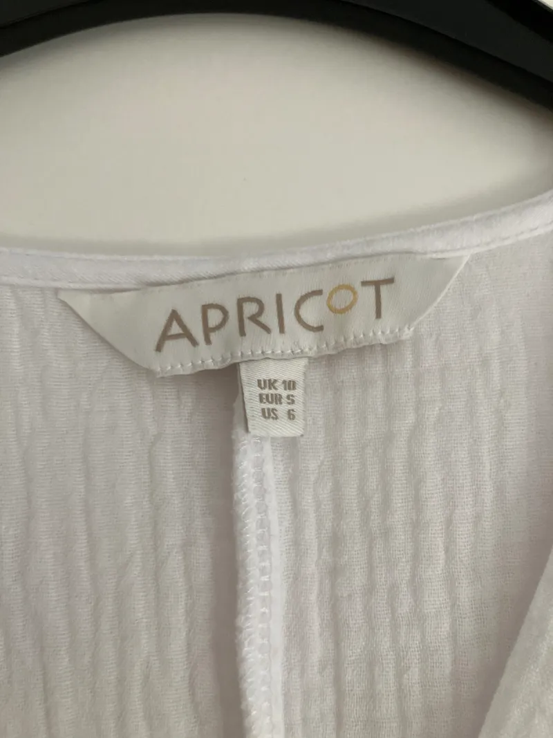 Apricot Damen Bluse Shirt Gr. S/38 Weiß Baumwolle V-Ausschnitt 2