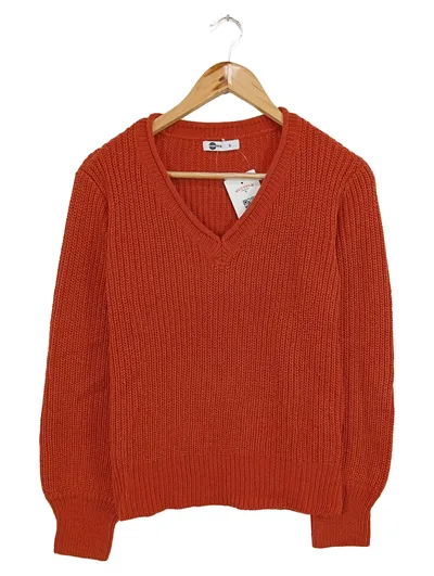 ever.me Damen Pullover V-Ausschnitt Strick Orange Gr. S/36