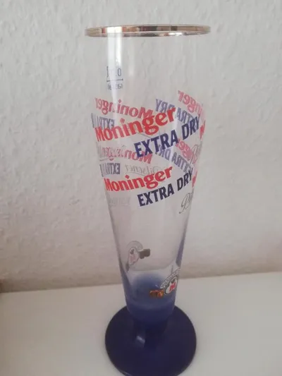 Moninger Extra Dry Pilsglas Bierglas 0,3l Blau Schriftzug Logo