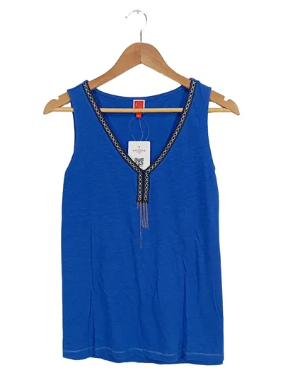 Miss Captain Damen Top Gr. 38/M Blau Baumwolle Ethno Stickerei