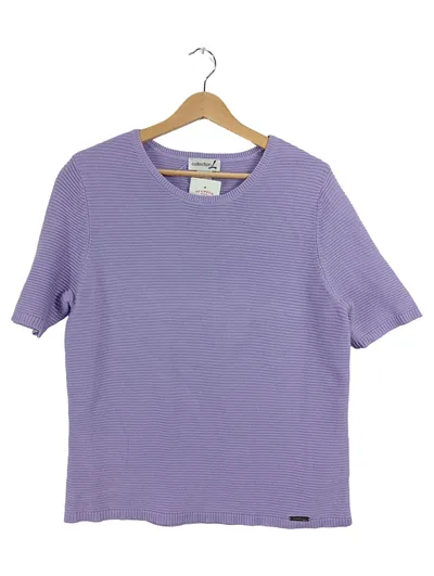 Collection L Damen Strickshirt Pullover Kurzarm Lila Gr. 38 M Baumwolle