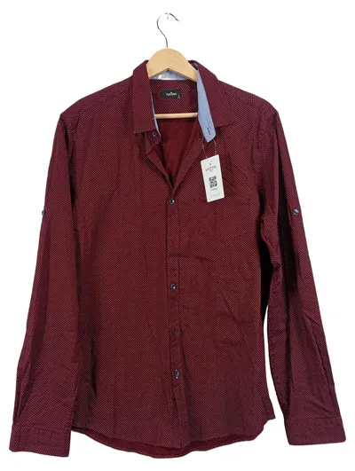 TUDORS Herren Business Hemd Langarm Gr. L Bordeaux Punkte Baumwolle