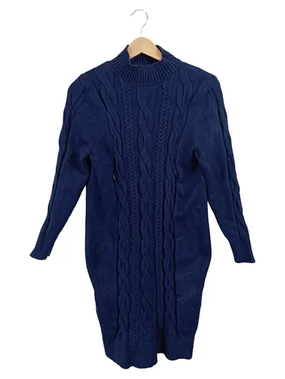 Seraphine Strickkleid Blau Gr. 36 S Zopfmuster Casual Herbst Winter