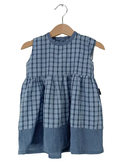Mills Baby Sommerkleid Gr. 80 Blau Kariert Mädchen Kleid Ärmellos