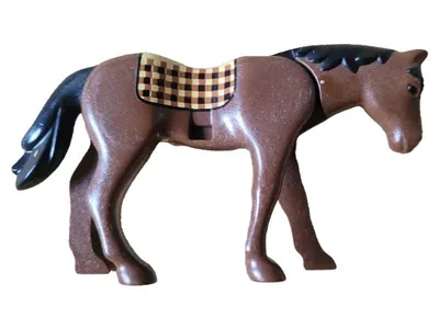Playmobil Pferd mit Satteldecke Braun 11 cm