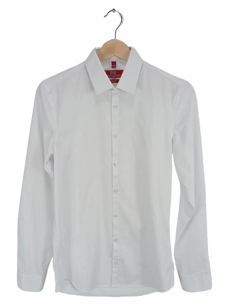 Finshley & Harding Herren Business Hemd Slim Fit Weiß Gr. 35/36 1