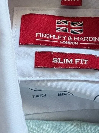 Finshley & Harding Herren Business Hemd Slim Fit Weiß Gr. 35/36 5