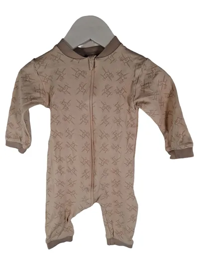 Fixoni Baby Schlafanzug Strampler Gr. 68 Beige Einhorn Reißverschluss
