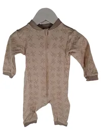 Fixoni Baby Schlafanzug Strampler Gr. 68 Beige Einhorn Reißverschluss 2