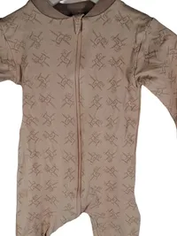 Fixoni Baby Schlafanzug Strampler Gr. 68 Beige Einhorn Reißverschluss 3