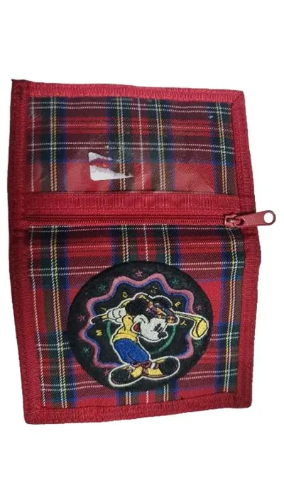 Disney Mickey Mouse Golf Tartan Geldbörse Kinder Rot Kariert Polyester