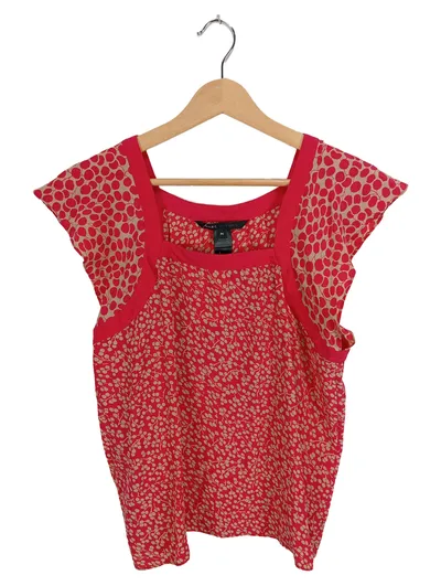 Marc Jacobs Damen Bluse Gr. 38 M Rot Seide Florales Muster Kurzarm