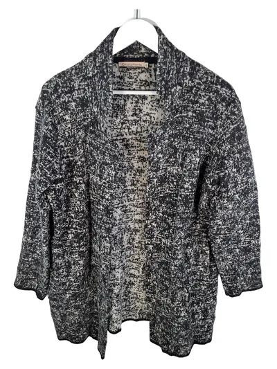 Chiaramente Strickjacke Damen Gr. L Tweed Meliert Wolle Grau Italy