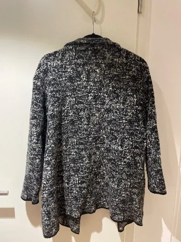 Chiaramente Strickjacke Damen Gr. L Tweed Meliert Wolle Grau Italy