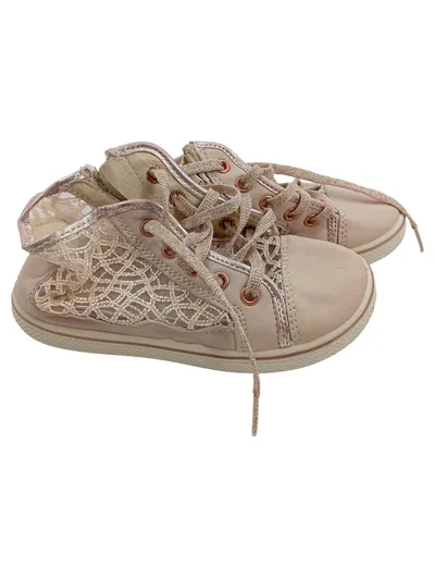 Primigi Mädchen Stiefelette Gr. 26 Rosa Spitze Schnürung Leder