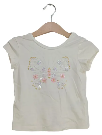 Billieblush Mädchen T-Shirt Gr. 92 Weiß Schmetterling Pailletten