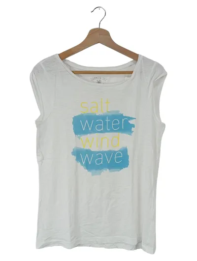EDC Damen T-Shirt Gr. 36/S Weiß Casual Maritim Sommer Tee